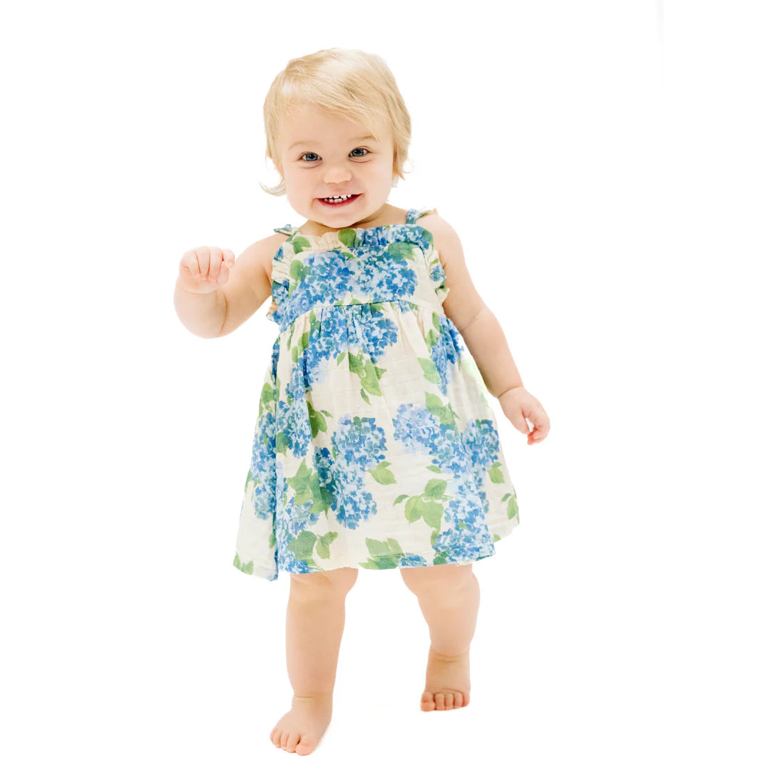 Watercolor Hydrangea Paperbag Sundress w/ Diaper Cover