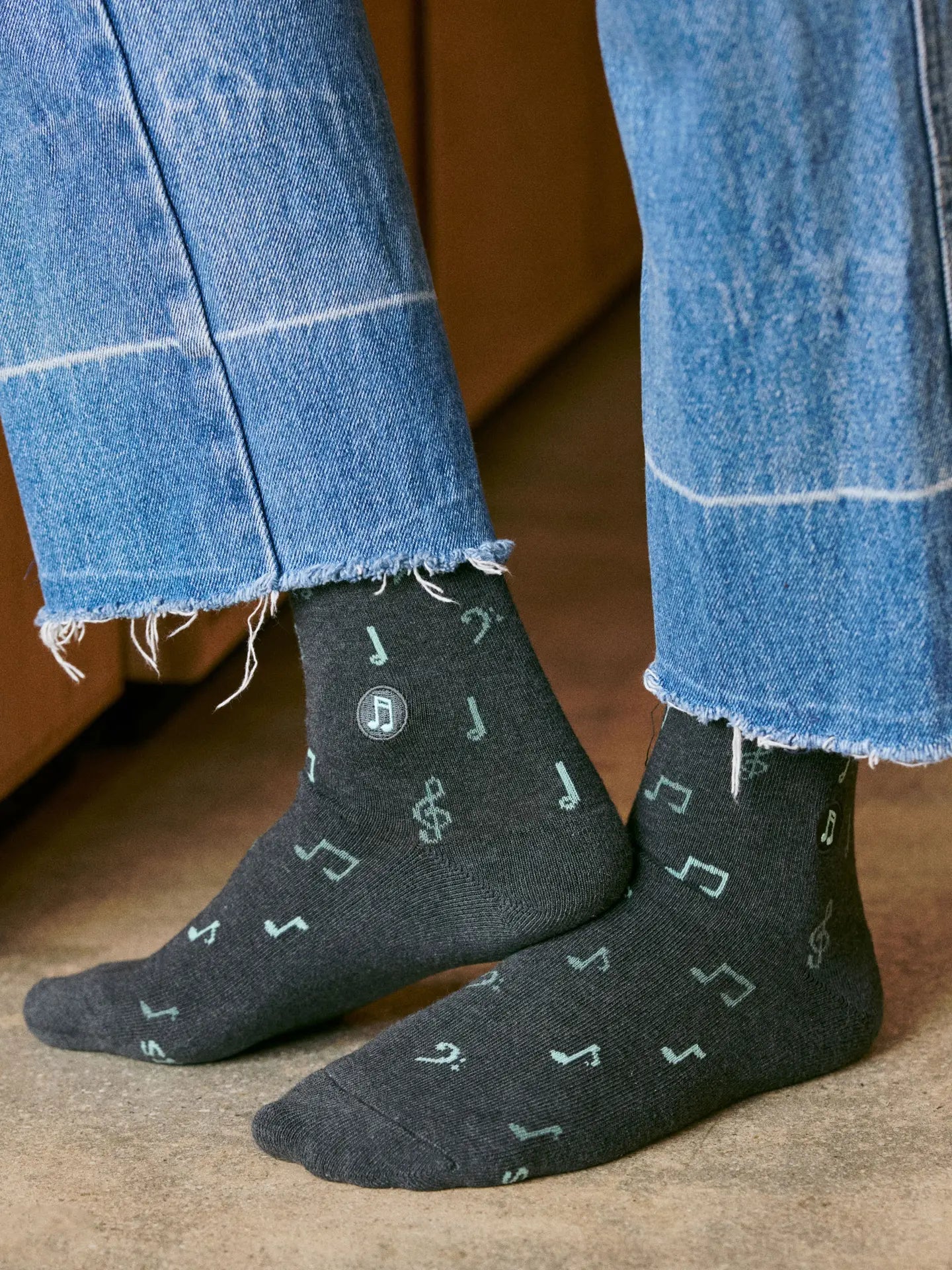 Socks That Support Music - Gray Music Notes