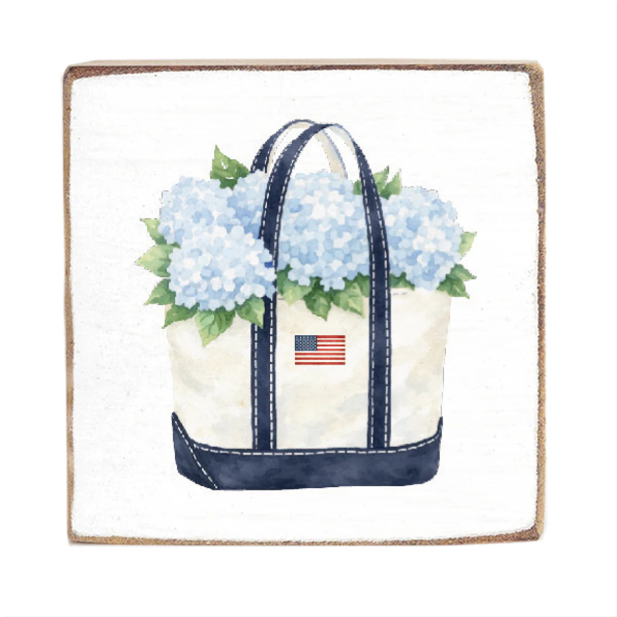 Decorative Block - Hydrangea Flag Boat Tote