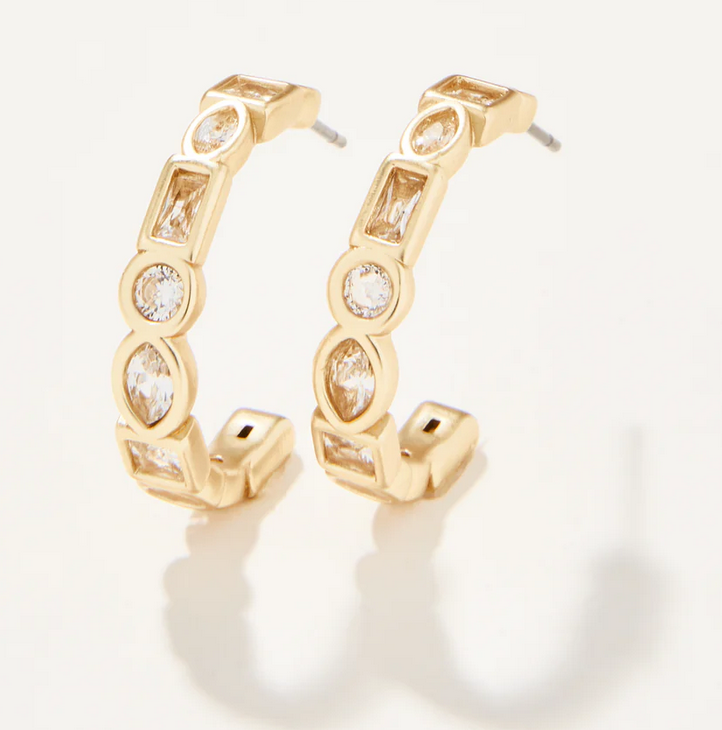 Shine Bright Hoop Earrings - Crystal