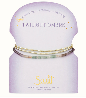 Ombre Stone Wrap Bracelet or Necklace - Twilight & Gold