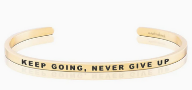 Keep Going Never Give Up Mantra Band Bracelet - Gold