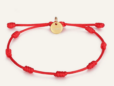 7 Knots Of Protection Bracelet - Red Silk