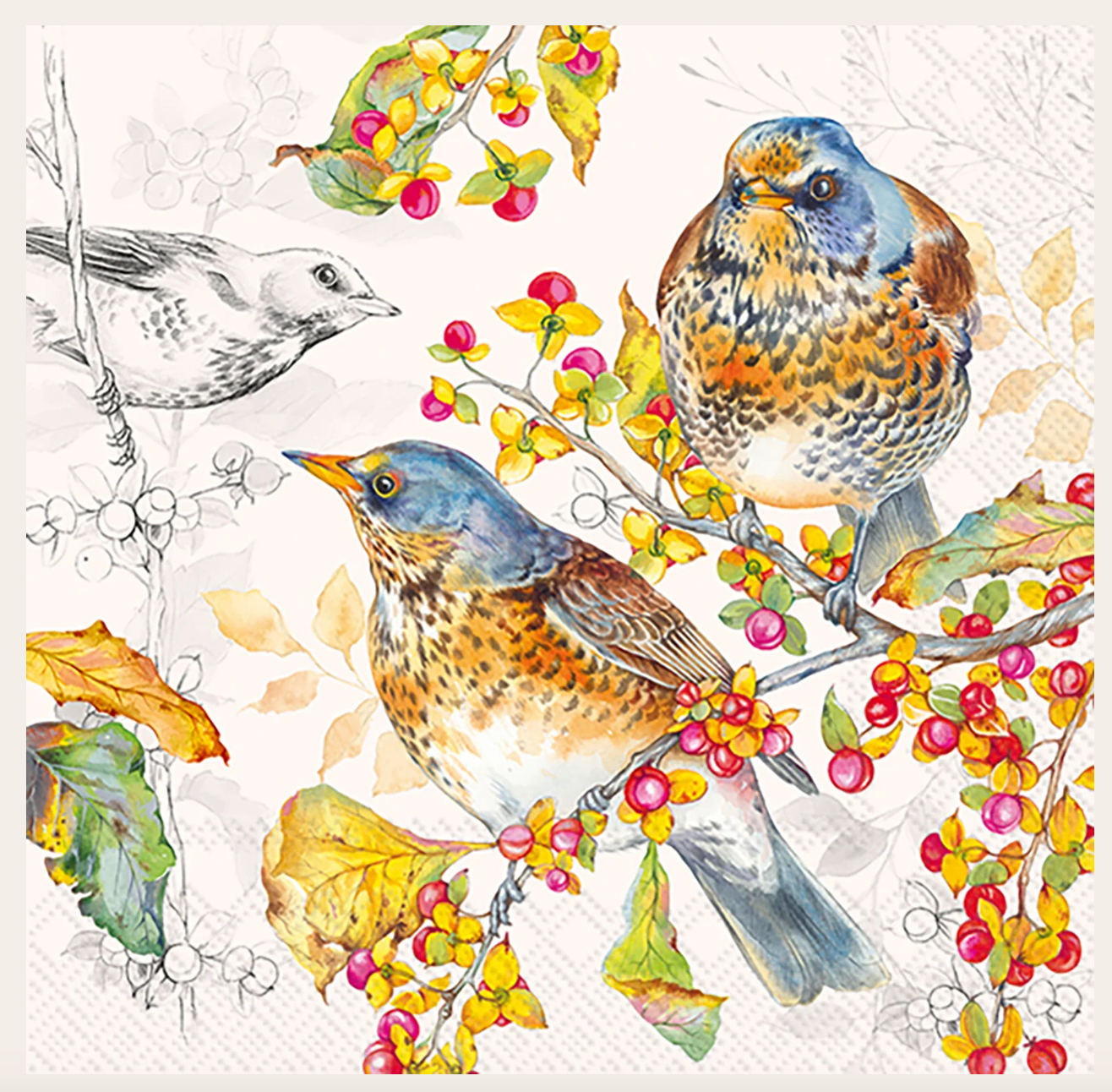 Cocktail Napkins - Autumn Birds