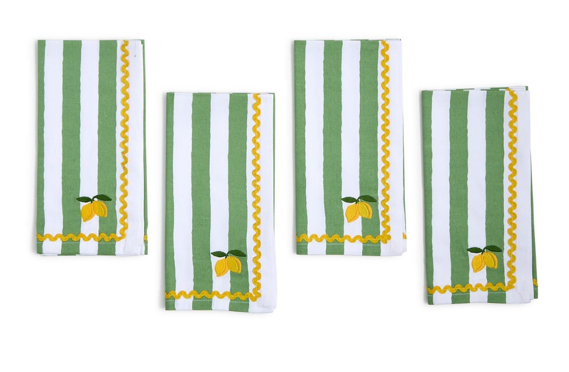 Set/4 Lemon Embroidered Napkins