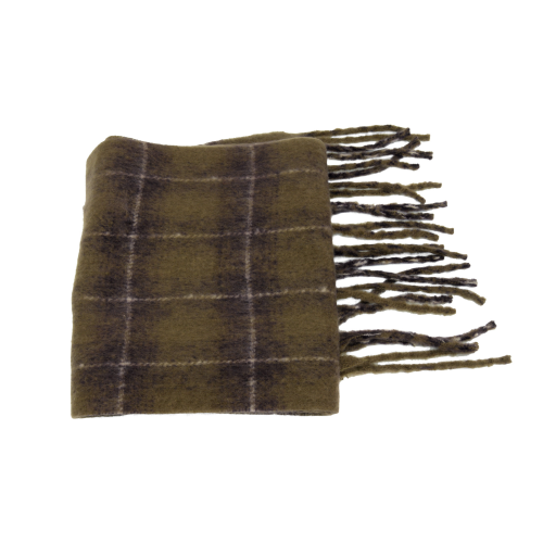 Oak Snug Plaid Fringe Scarf