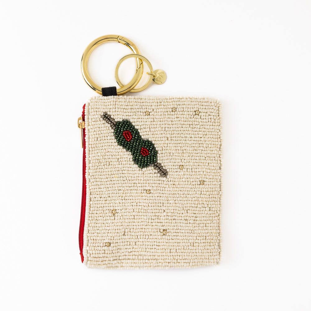 Martini & Olive Beaded Pouch