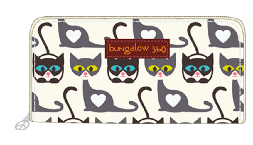 Cat Cotton Canvas Zip Around Wallet
