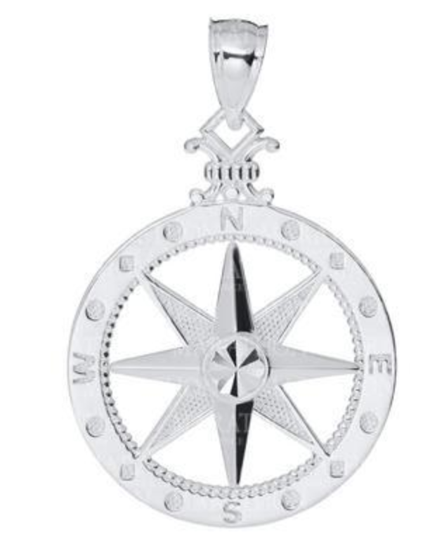 Compass Rose Sterling Silver Necklace 20mm