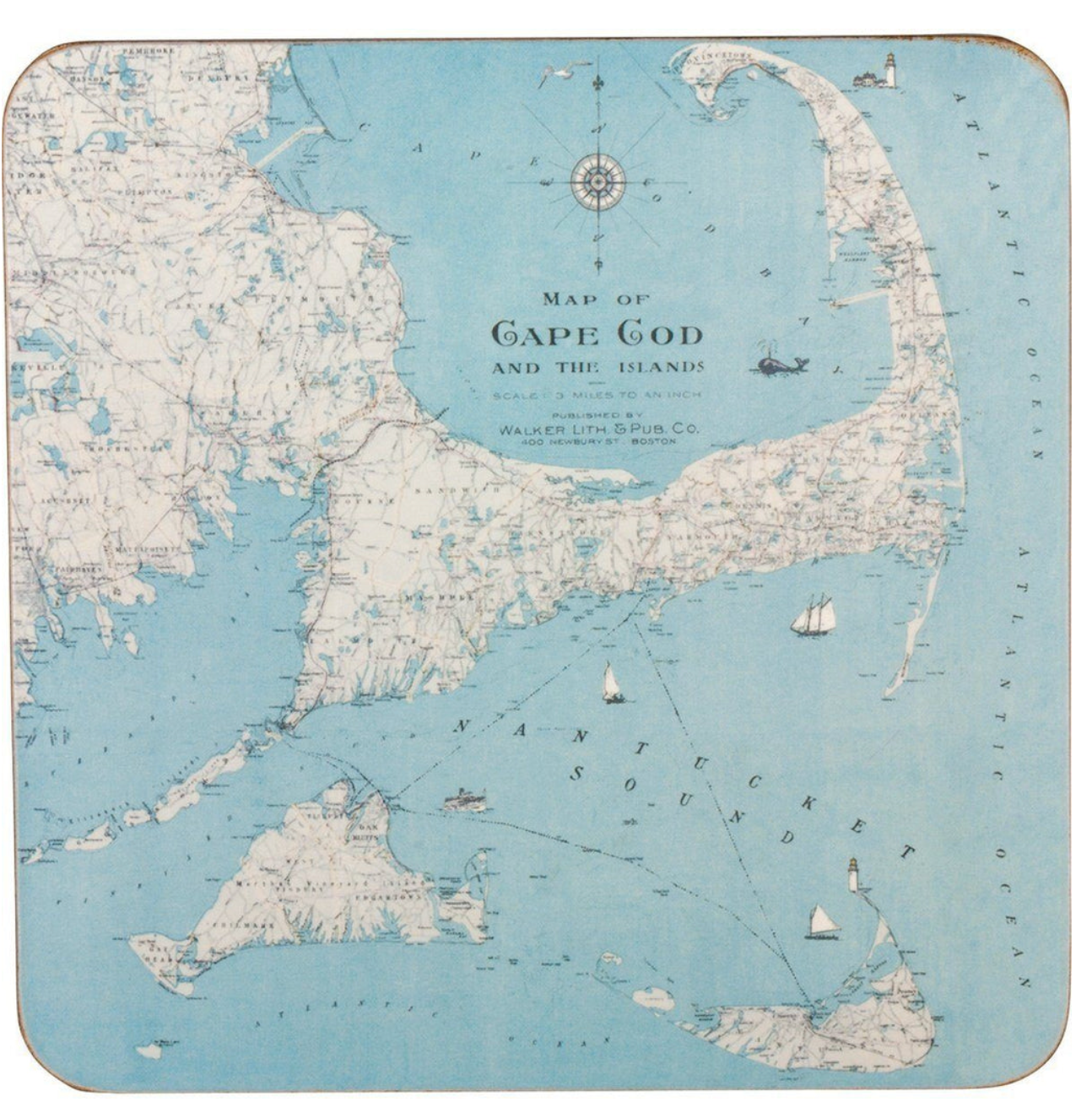 Coastal Cape Cod Nautical Coasters - Set of Four
