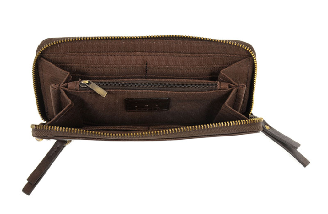 Chloe Zip Around Wristlet - Dark Oak