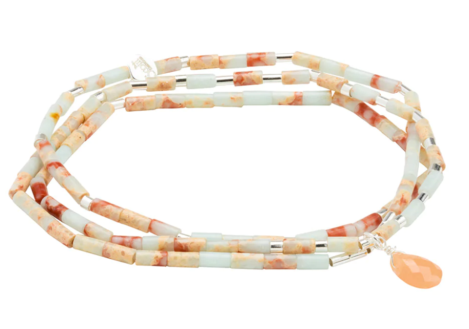 Teardrop Stone Wrap Aqua Terra Sunstone Silver - Stone of Peace