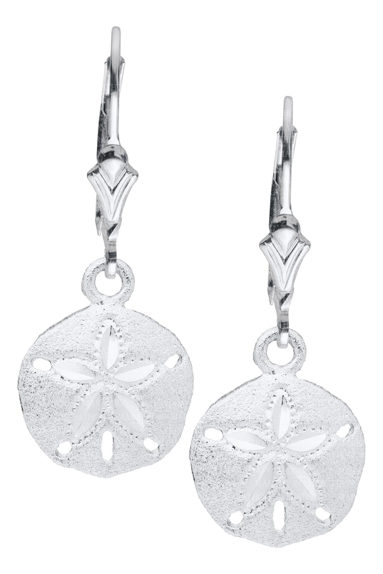Sand Dollar Sterling Silver Leverback Earring - 11mm