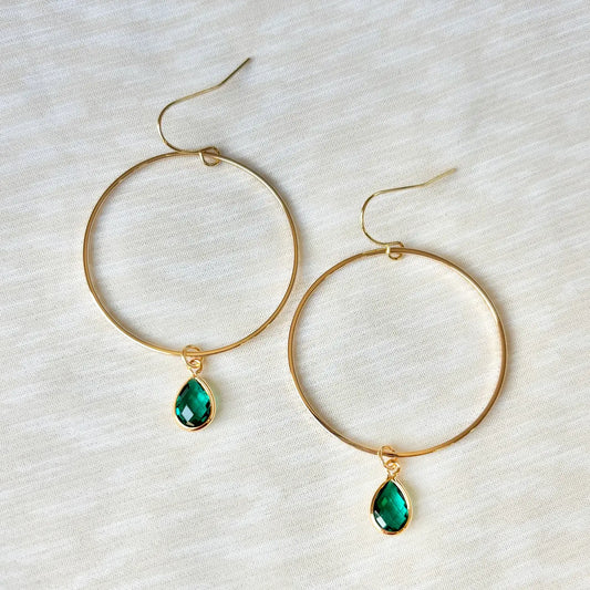 On My Way! Emerald Hoops
