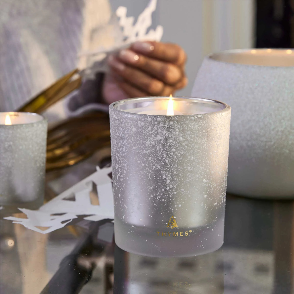 Flocked Poured Candle - Frasier Fir