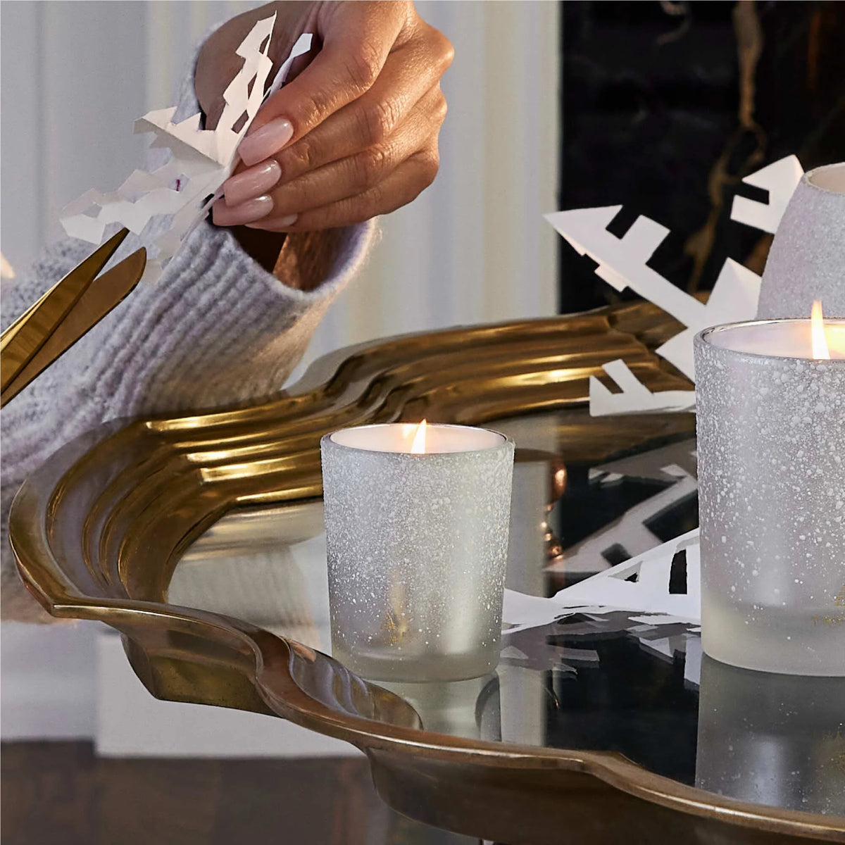 Flocked Votive Candle - Frasier Fir