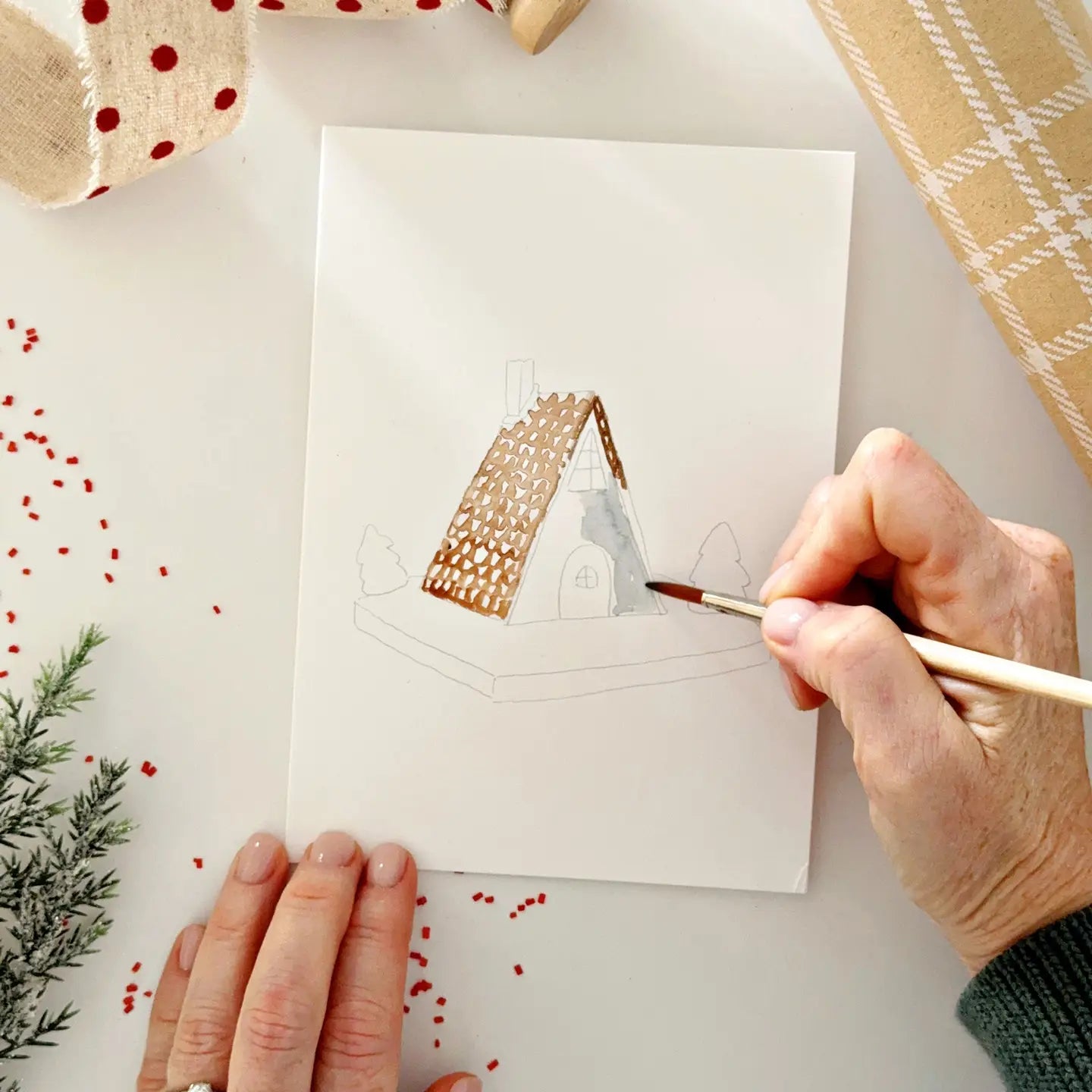 Gingerbread Paintable Notecards