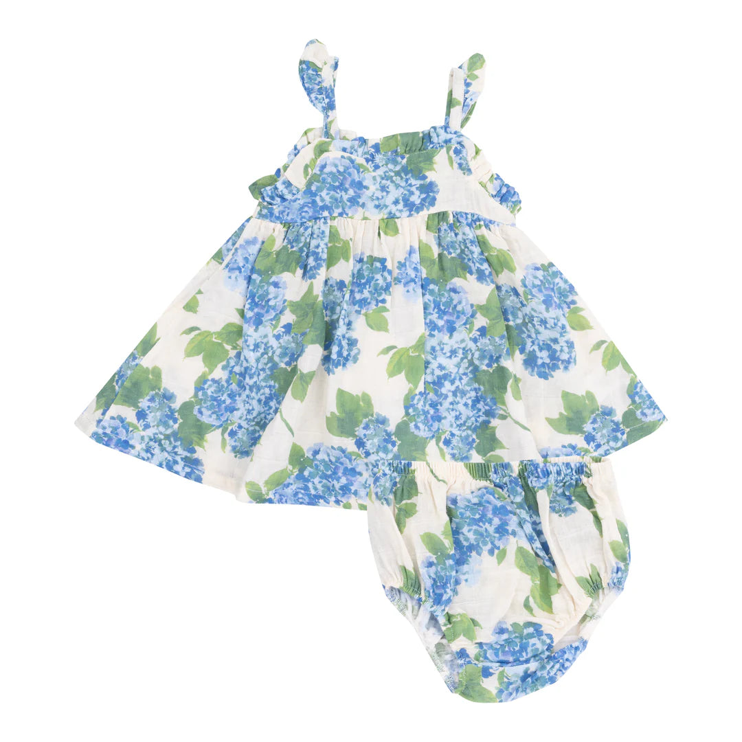 Watercolor Hydrangea Paperbag Sundress w/ Diaper Cover