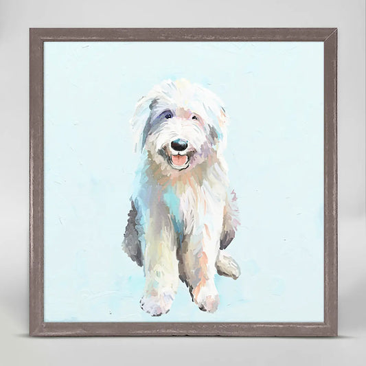 English Sheep Dog Mini Framed Canvas