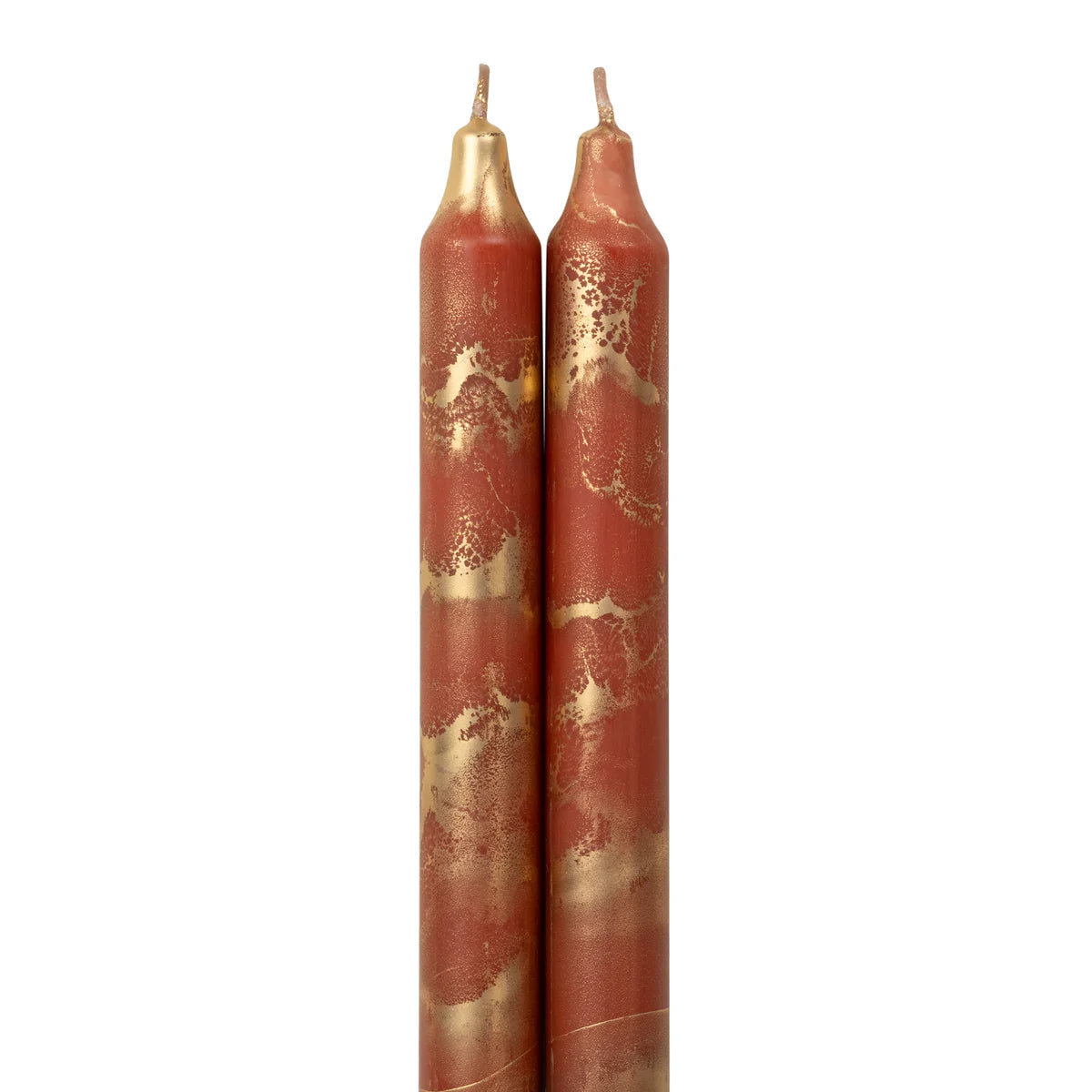 2 Pk Taper Candles - Terra Cotta & Gold