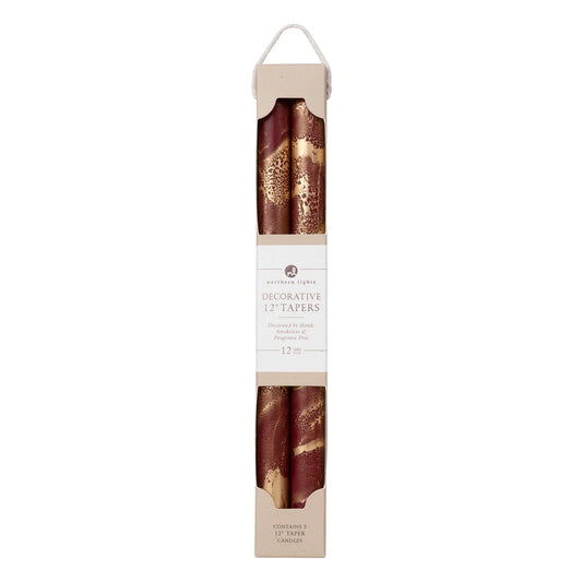 2 Pack of Tapers - Bordeaux & Gold