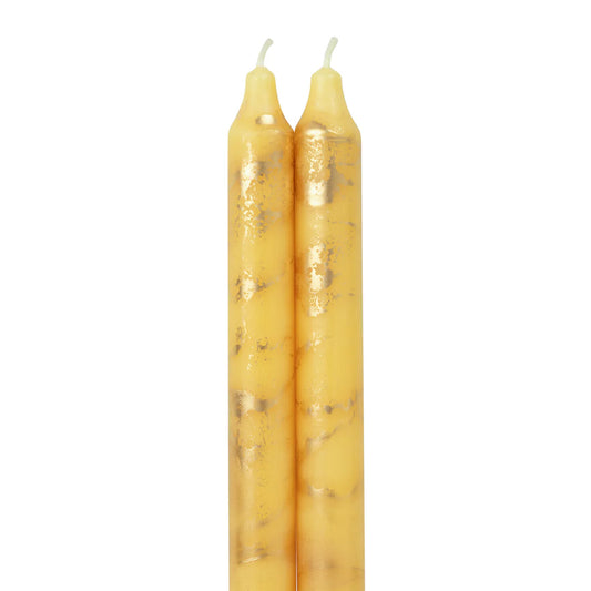 2 Pk Taper Candles - Lemon & Gold