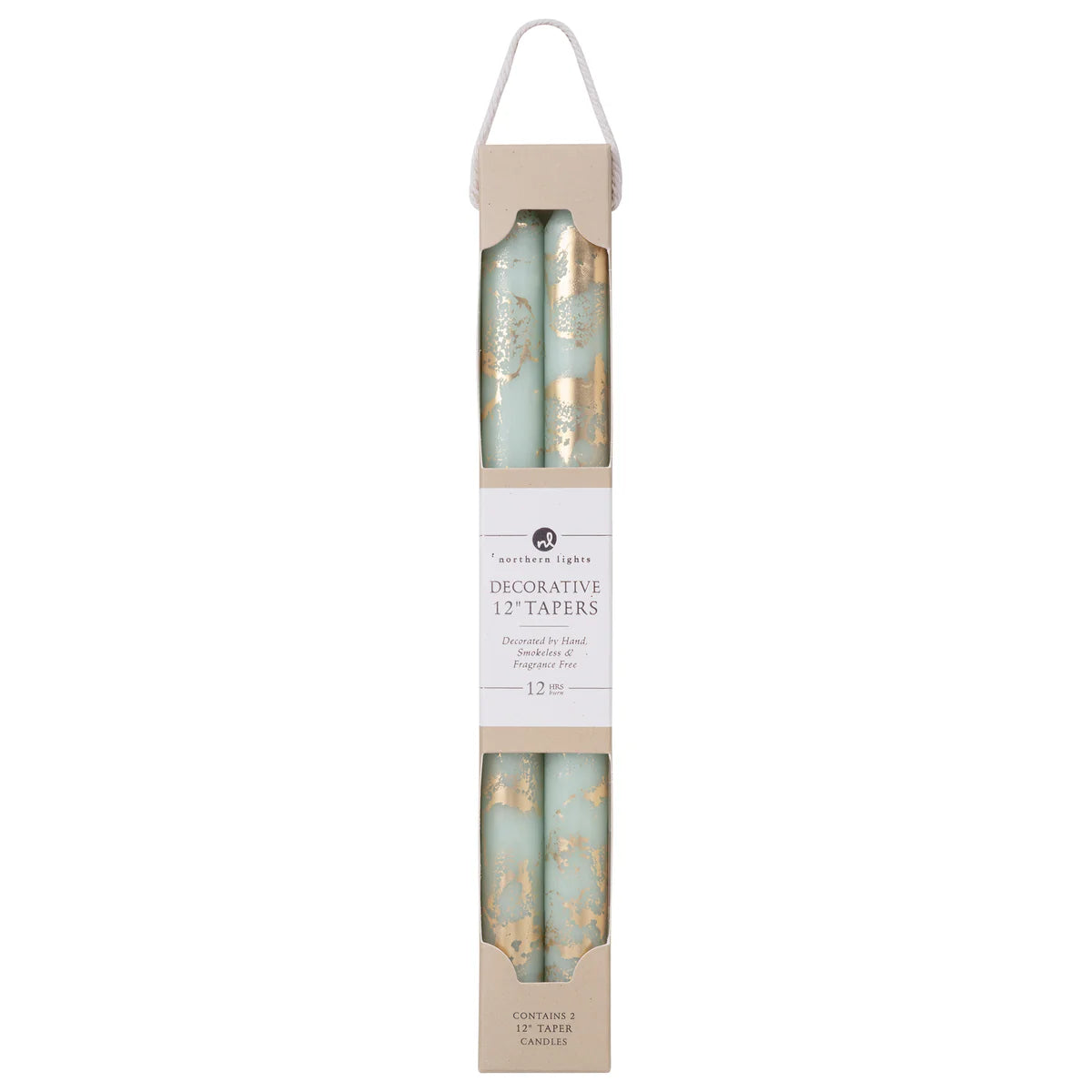 2 Pk Taper Candles - Pistachio & Gold