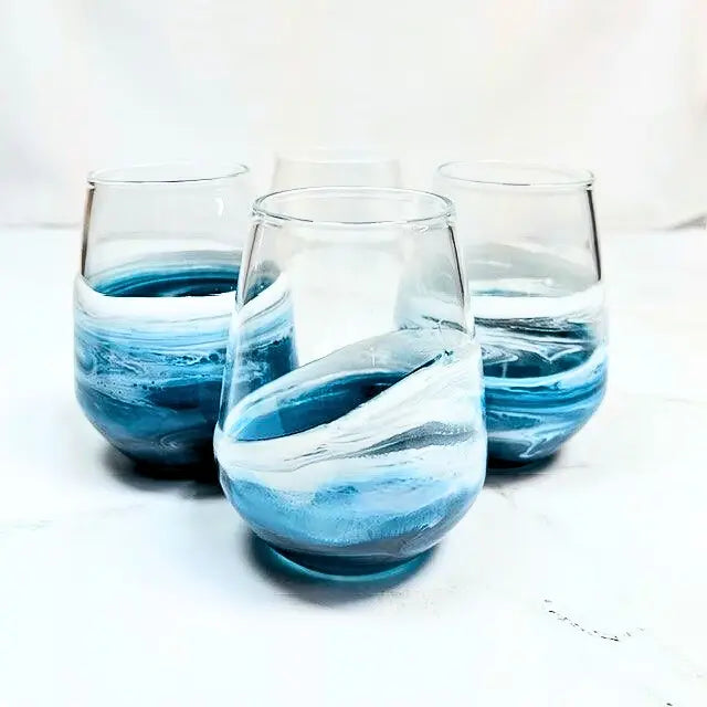 Resin Coated Wine Glass - Ocean Vibes – Sativa