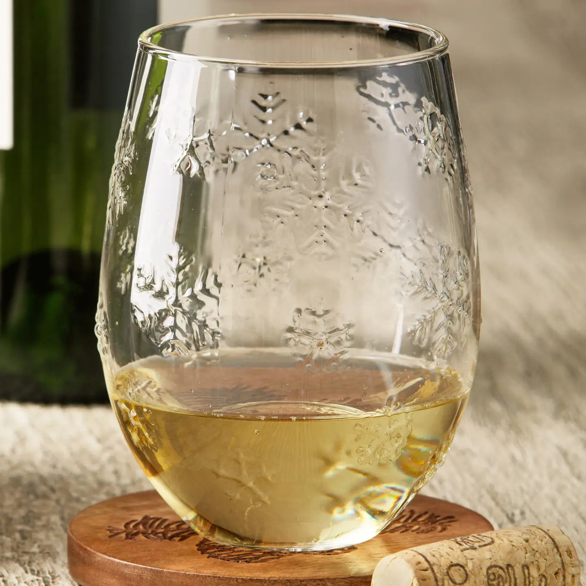 Snowflake Stemless Wine Glass