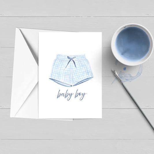 New Baby Card - Baby Boy Swimsuit