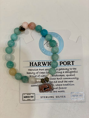 Harwich Port Charm on Multi Amazonite Stone Bracelet - Sativa Exclusive