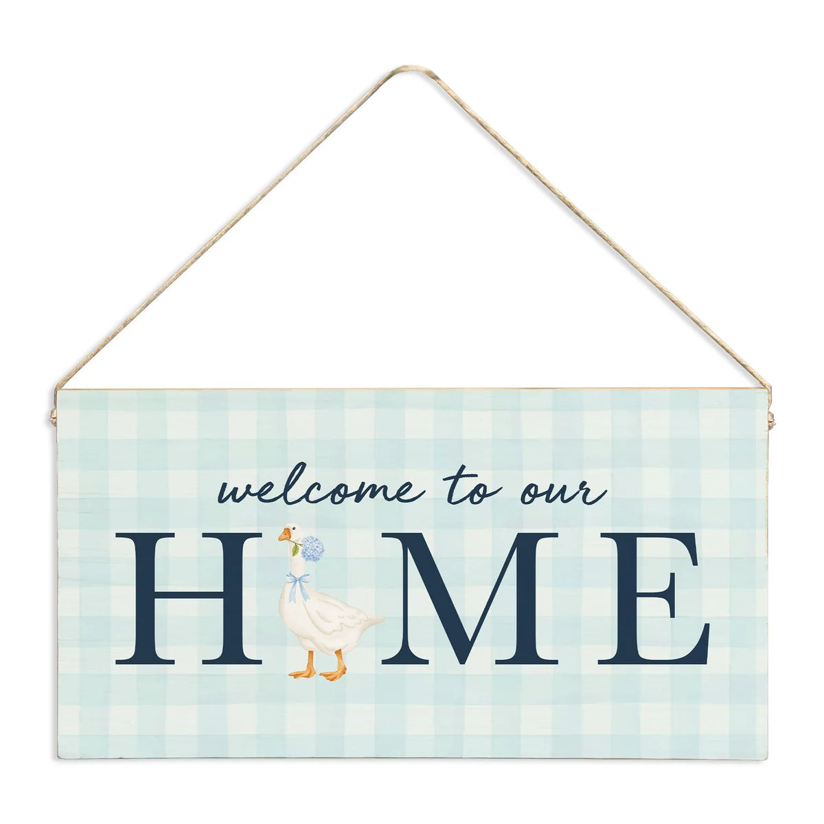 Hanging Sign - Spring Porch Goose with Hydrangea