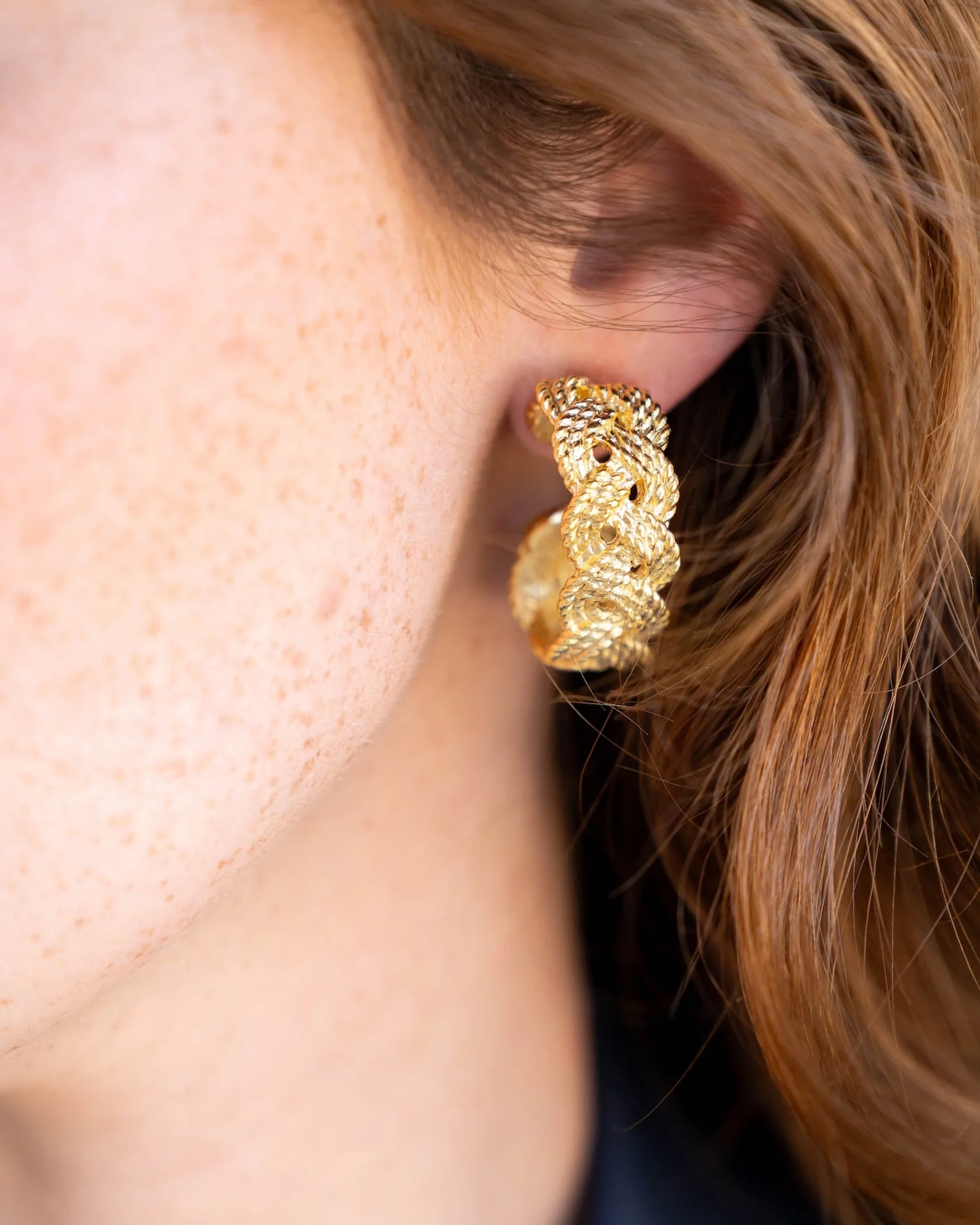 Gold Braided Hoop Earrings