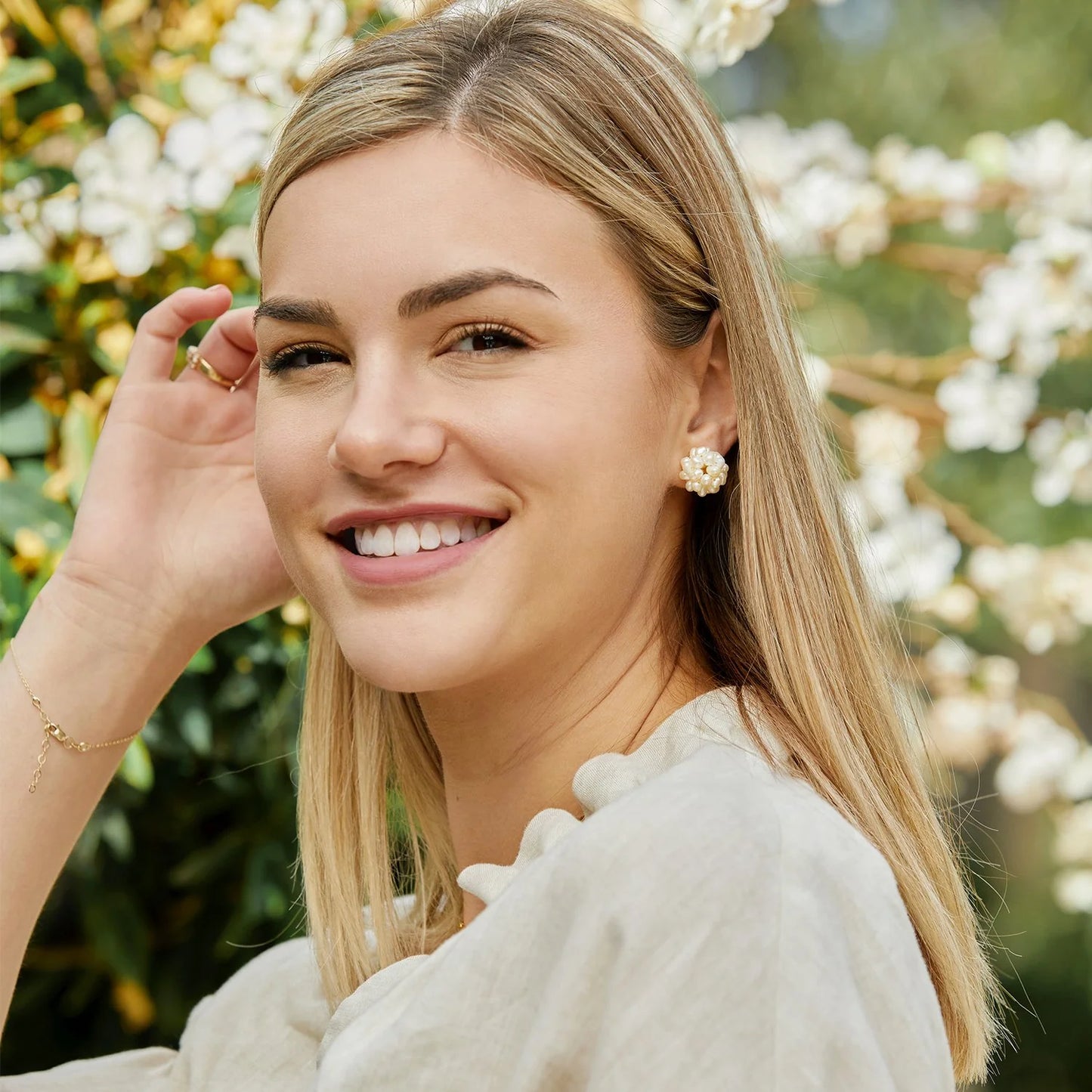 Pearl Cluster Stud Earrings