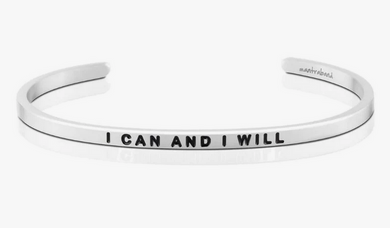 I Can and I Will Mantra Band Bracelet - Silver