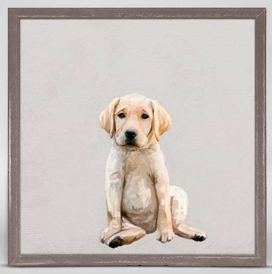 Yellow Lab Pup Mini Framed Canvas