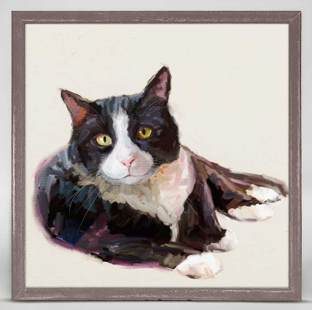 Tuxedo Cat Mini Framed Canvas