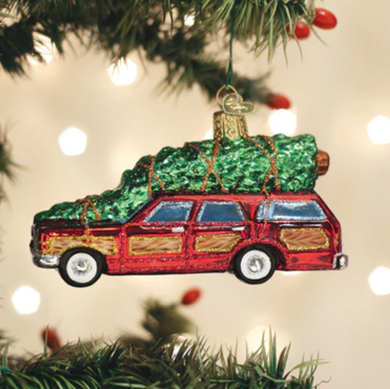 Station Wagon With Tree On Top Ornament