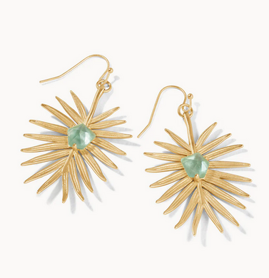 Palm Earrings Gold Aqua Pearlescent