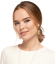 Load image into Gallery viewer, Palm Earrings Gold Aqua Pearlescent