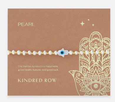 Hamsa Gemstone Bracelet - Freshwater Pearl