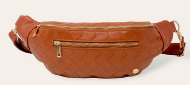 Trendy Luxe Belt Bag Woven - Cognac