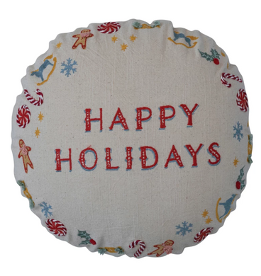 Happy Holidays Round Pillow - 16