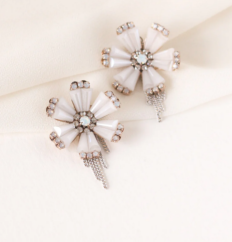 Azalea Post Earrings - White