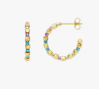 Coco Beaded Hoops - Gold