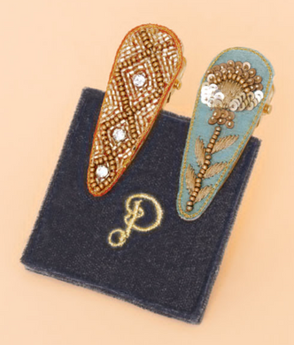 Diamonds Floral Hair Clips - Set of 2