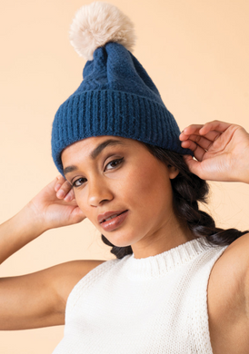 Ingrid Bobble Hat - Navy Mist