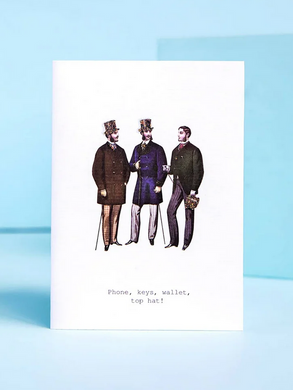 Phone Keys Wallet Top Hat Card