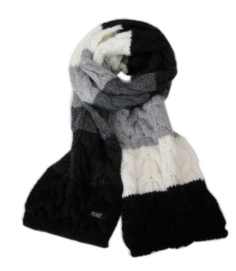 Chunky Cable Knit Scarf - Black & Grey Tones
