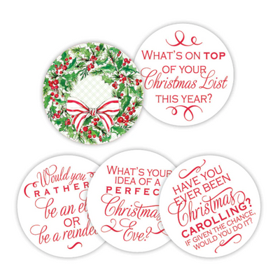 Holly Wreath with Bow Conversation Coasters